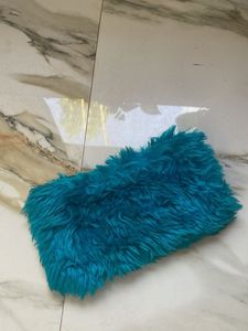 Teal Fuzzy Pouch