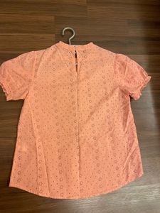 DNMX SCHIFFLI EMBROIDERED TOP WITH PUFFED SLEEVES