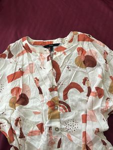 Patterned Short Sleeve Blouse