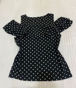 Polka Dot Cold Shoulder Top