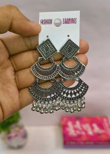 Silver Ethnic Dangle Earring Set - 3 Pairs!