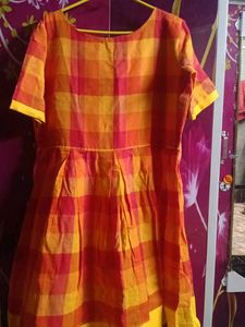 Orange Plaid Kurta / Onepiece dresses