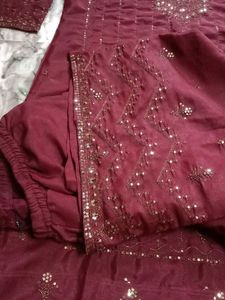 Maroon Salwar Kameez with Gold Embellishments