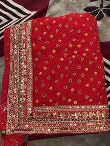 Elegant Red Embellished Saree