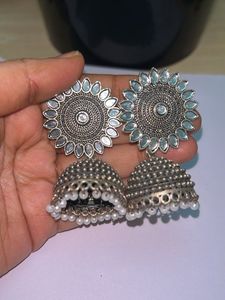 Silver Jhumka Earrings