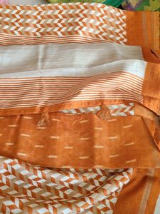 Light Weight Cream With Brown Saree