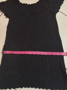 Black Crochet LongTop