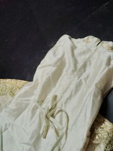 Ethnic White Kurta With Mirror Work Border