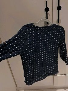 Navy Button-Down Top