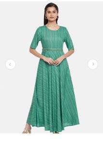 Green Striped Dress Akkriti