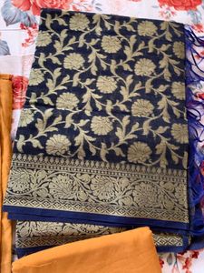 Dress Material Musturd Yellow And Blue