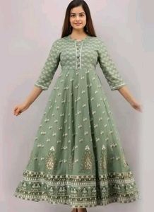 Elegant Green Floral Print Kurta