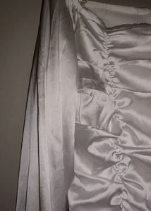 White Satin Smocked Bodycon Dress. Western Outfit/Party Wear.