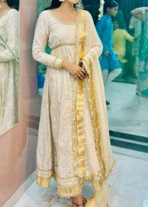 White Gold  Anarkali Kurta Set