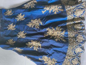 Blue &amp; Gold Lehenga Choli