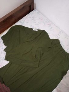 army green classy cord set