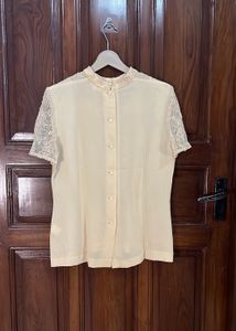 Beige Sequin Embroidered Top