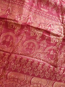 Beige Red Printed Saree