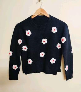 Black Floral Sweater Bust Size-32