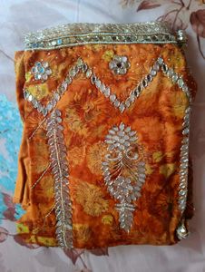 Embellished Orange Sari