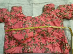 Embroidered Pink Blouse and lehenga