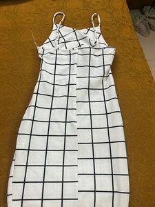 White Grid Bodycon Mini Dress