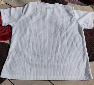 White Ribbed Short Sleeve Top