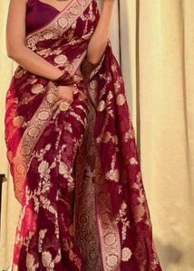 Elegant Red &amp; Gold Silk Benarasi Saree