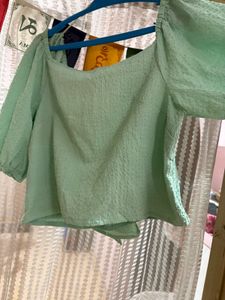 Mint Green Puff Sleeve Top