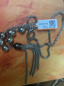 Silver-Tone Beaded Chain Necklace