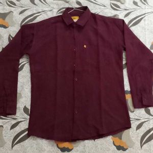 Stylish Maroon Long-Sleeve Button-Up Shirt