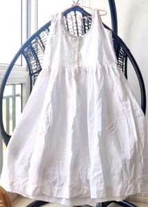 White chikankari dress With Multicolour Piping