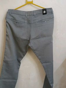 Mens Grey Formal Cotton Pant