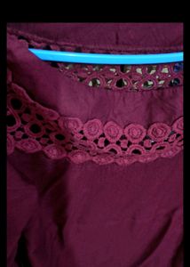 Office Shoulder Maroon Top