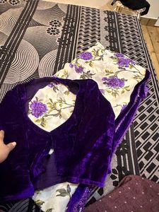 Imported Pure Chiffon Saree With Velvet Blouse