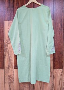 Green Frock &amp; Shalwar Set – Cotton Blend