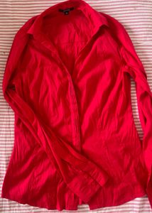 Red Button-Down Top fitted