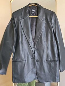 ZARA Faux Leather Blazer - Black