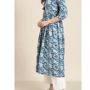 blue floral printed kurta