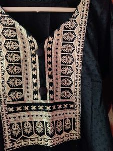 Golden Yoke Black Kurta