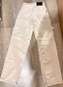 Beige Wide Leg Cargo Pants