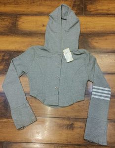 Gray Cropped Hoodie