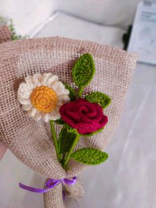 Crochet rose 🌹 and  daisy 🌼 .Flower Bouquet