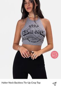 Halter Neck Backless Tie-up Crop Top