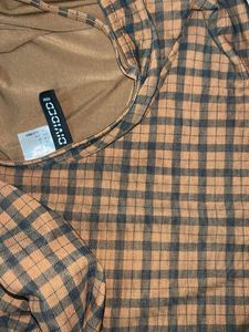 Brown Plaid Mini Dress