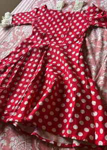 Red Polka Dot Off-Shoulder Dress