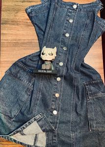 Denim Button-Down Cut-Out Mini Dress