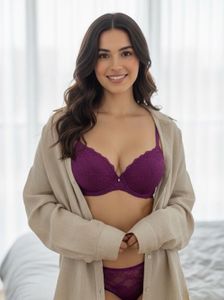Lace Purple Padded Bra (Wired)