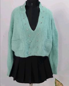 Stylish loose fit Embellished korean Sw