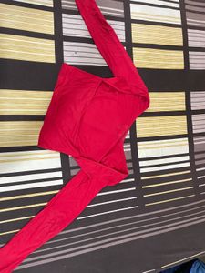 Red backless top